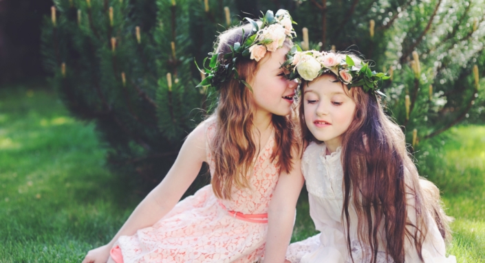 Two best friends together in garden